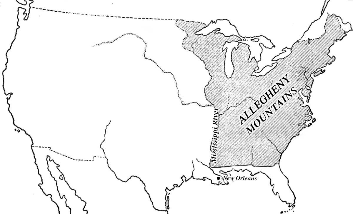 U.S. map showing territory before Louisiana Purchase