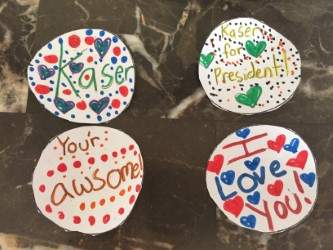 &quot;Kasar for president.&quot; For Mother&#39;s Day this year, Kasar Abdulla&#39;s 8-year-old daughter Ruwaida created political campaign buttons as a gift. (Courtesy image: Kasar Abdulla)