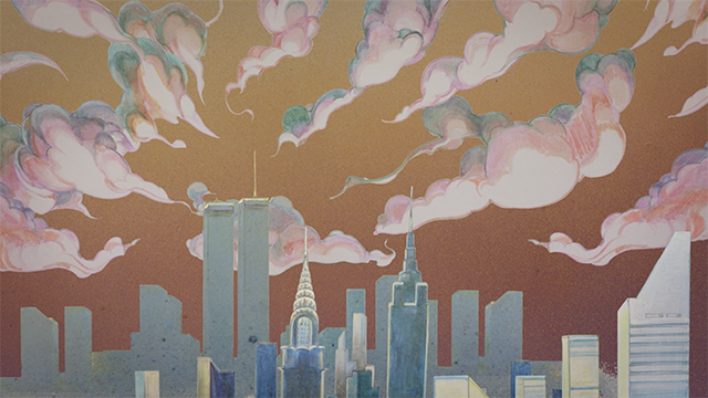 Storyboard illustration of New York City skyline