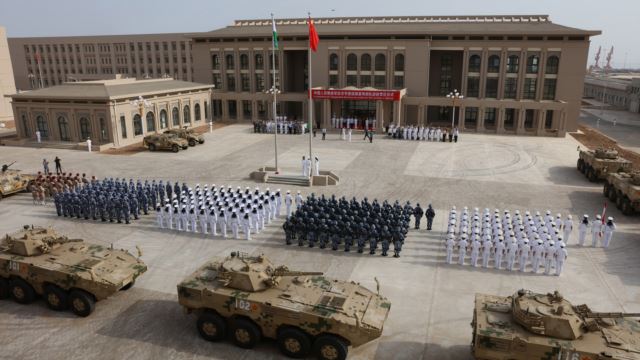 Chinese People's Liberation Army personnel attend the opening ceremony of China's new military base in Djibouti, Aug. 1, 2017. 