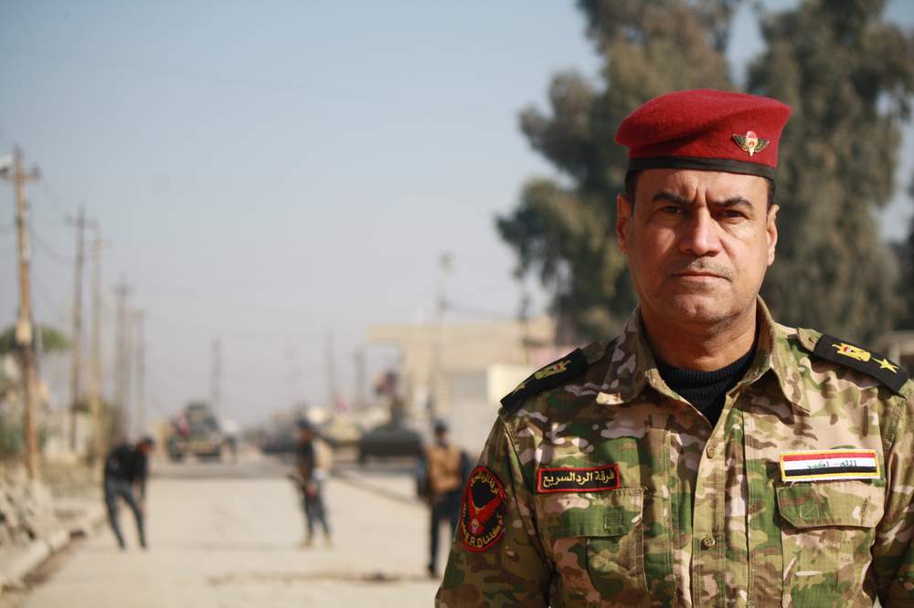 Colonel Abdulamir Al-Muhammadawi of the Iraqi army’s Rapid Response Unit says IS militants terrorized locals by desecrating their holy sites and teaching violence to children on Jan 16, 2017 in Mosul, Iraq. (H. Murdock\/VOA)