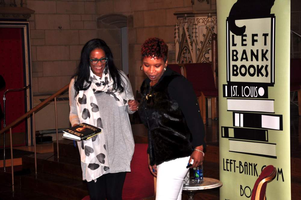 Lesley McSpadden, right, speaks to St. Louis audience: Photo Chris Simkins