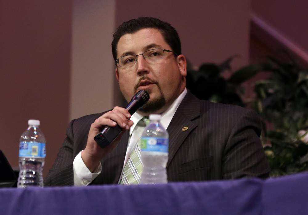 Ferguson Mayor James Knowles speaking at city council meeting: Photo AP