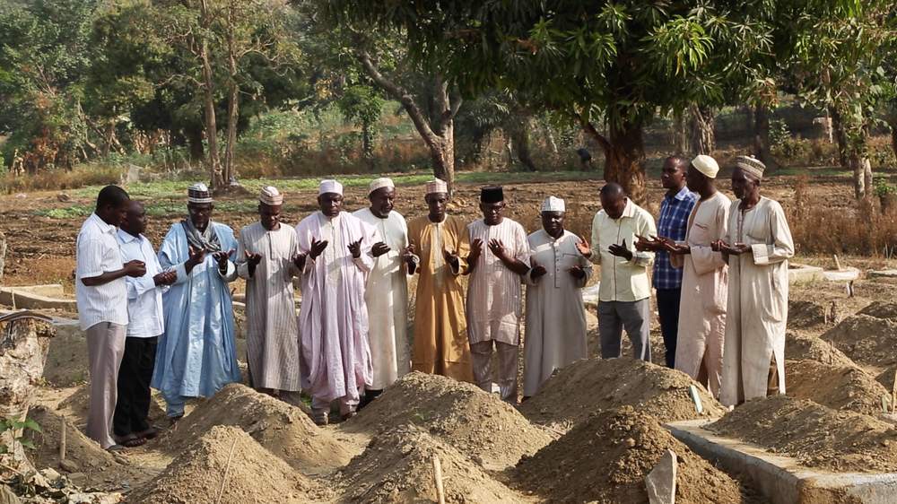 In a graveyard in Jema’a, southern Kaduna, Fulani cattle herders and other Muslim leaders pray for members of their community whom they say were killed by Christians. 