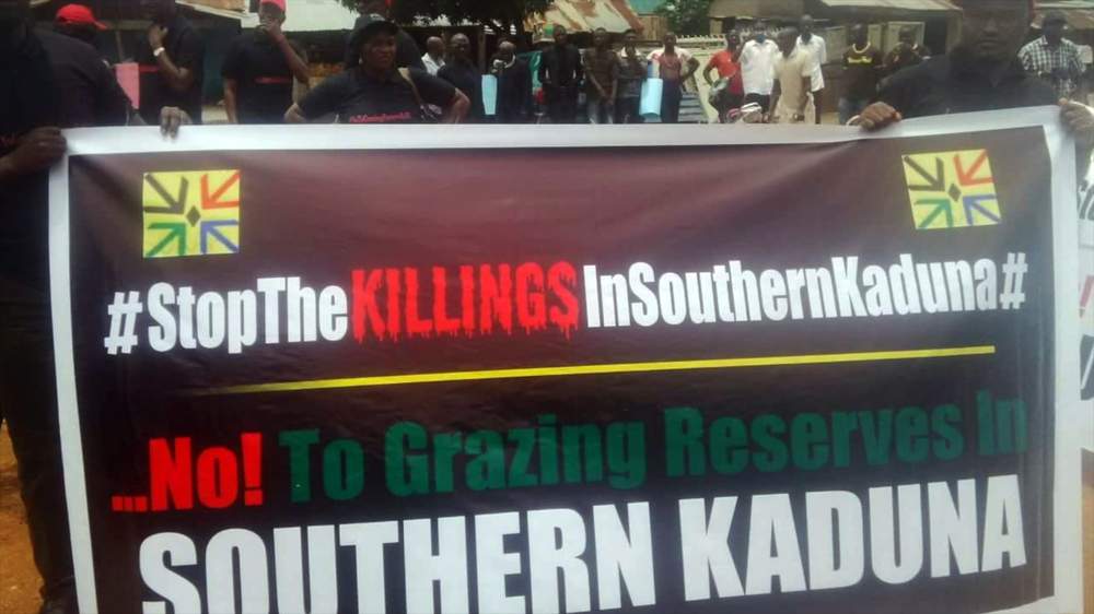 An August protest against Fulani herdsmen in Kaduna State.