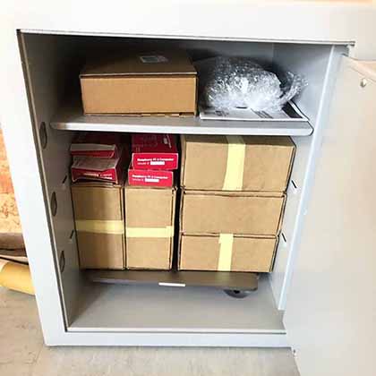 A safe containing just some of the documents that make up the Kocner Library. A select group of journalists are able to access the materials for investigative reporting.   