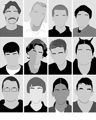 Grid of mass shooters silhouettes