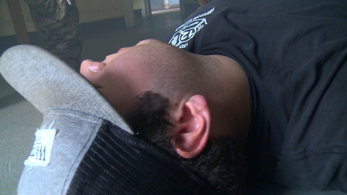 A role-playing victim exhibits no signs of life