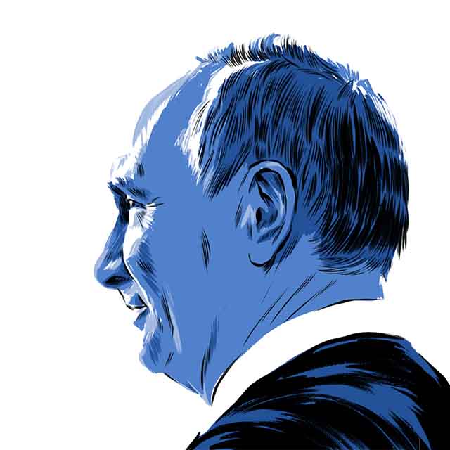 Illustrated portrait of Vladimir Putin