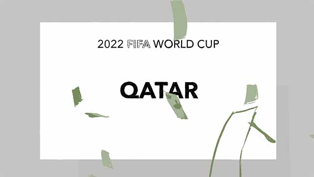 Storyboard illustration of the announcement would host the 2022 World Cup, coming out of an envelope.